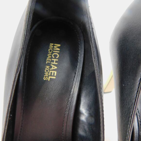 Michael Kors Womens Black and Gold Heels Chantal Platform Pump Size 8 New - Picture 11 of 11